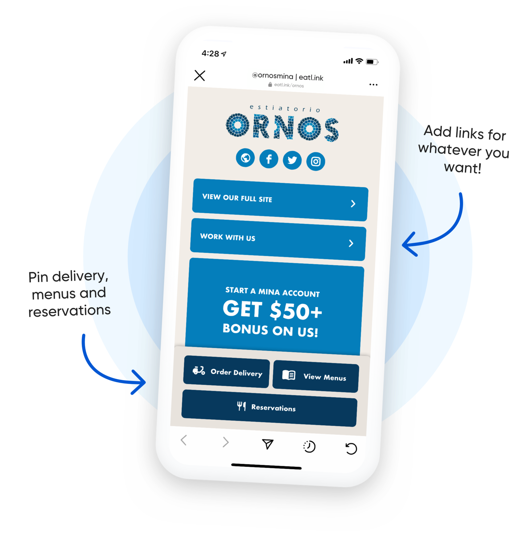 Social media link listing list one link